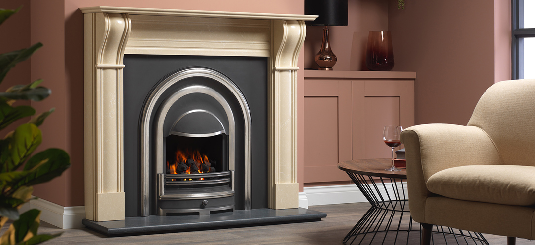 comtemporary cast iron fireplace gas Durham mantelpiece