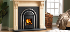 cast iron stove inset multifuel fireplace Durham mantelpiece