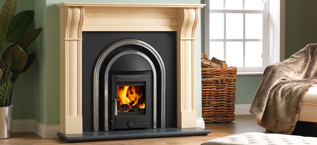 cast iron stove inset multifuel fireplace Durham mantelpiece