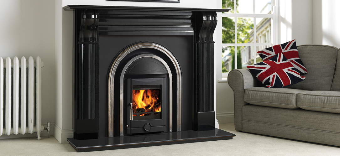 cast iron stove inset multifuel fireplace Durham mantelpiece
