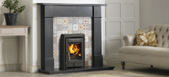 cast iron multifuel inset stove Flat Victorian mantelpiece