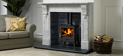 cast iron multifuel 5kw stove William IV mantelpiece