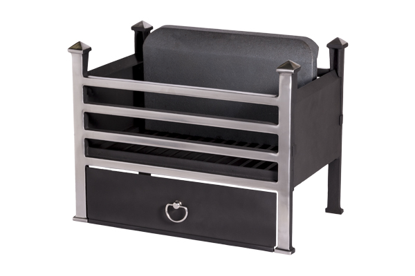 pendle basic polished + brick fire basket