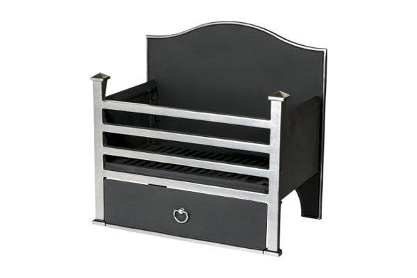 pendle polished with back plate fire basket