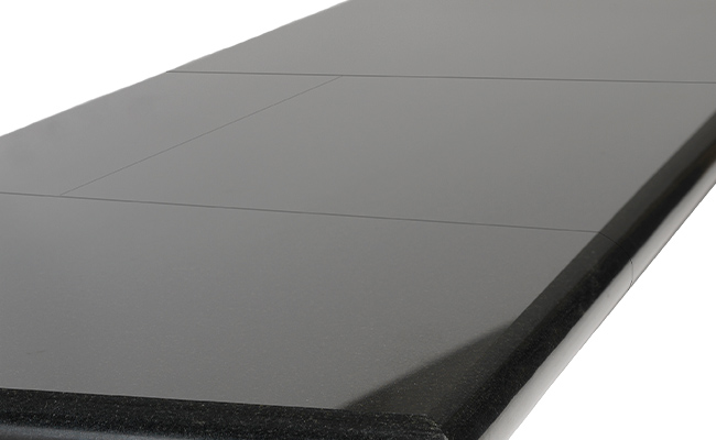 solid fuel polished granite hearth