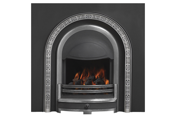Decorative Arch Polished Insert - cast iron fireplace