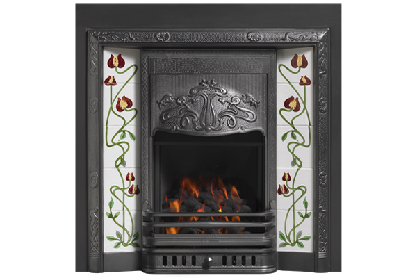 Mediterranean Poppy Tile Ivory Burgundy