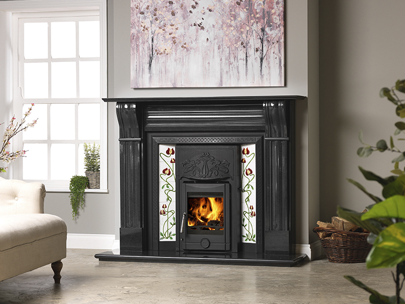 polaris integra art nouveau - durham (polished shanxi black granite) mantel